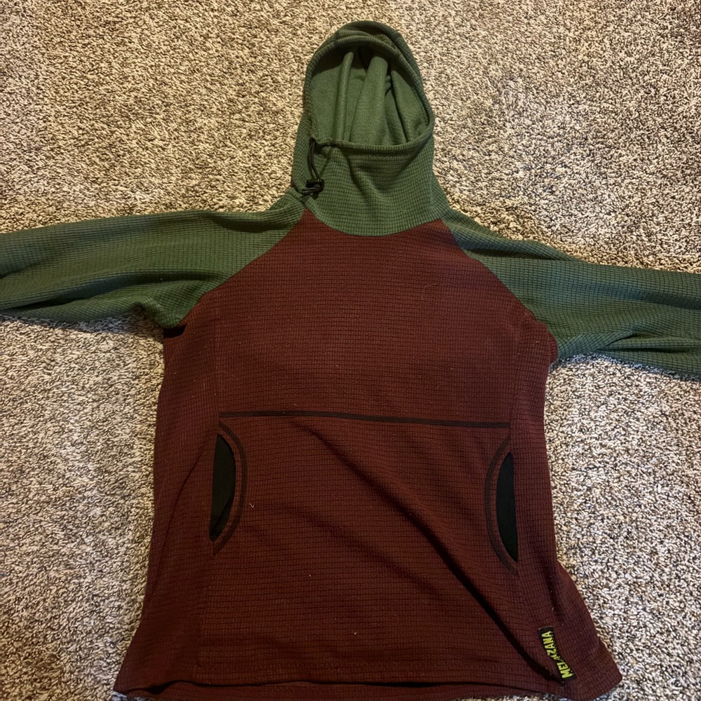 Melanzana Green and Brown Hooded Pullover